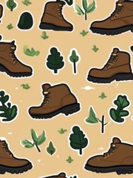 Hiking Boot Print and Trail Emoji Sticker - Following the path, , sticker vector art, minimalist design