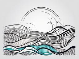 Minimalist Waves Tattoo - Showcase the beauty of simplicity with a minimalist waves tattoo.  simple vector color tattoo,minimal,white background