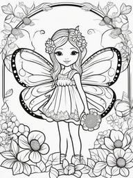 Fairy and Ladybugs Coloring Pages - Fairy Surrounded by Friendly Ladybugs  minimal black outline printable sheet, coloring page