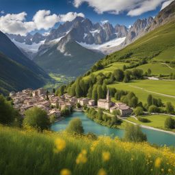 undiscovered valle d'aosta - paint a scene from the undiscovered valle d'aosta, with dramatic mountain vistas and charming alpine towns. 