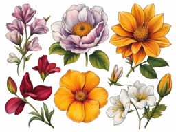 September birth flower tattoo, Tattoos representing the birth flower for the month of September.  vivid colors, white background, tattoo design