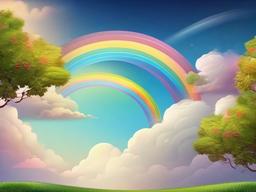 Sky Background With Rainbow  