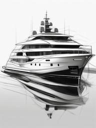 drawing of a luxury yacht  minimal rough sketch scribbles,doodles,black and white