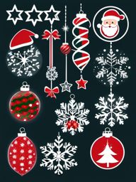 Christmas clip art transparent background, Transparent Christmas decorations for your designs.  simple, 2d flat