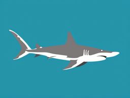 Hammerhead Shark Clipart - Hammerhead Shark patrolling the deep ocean , minimal, 2d