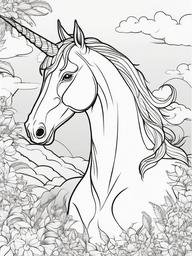 Unicorn Coloring Pages - Unicorn and a dragon having a friendly conversation  simple coloring pages