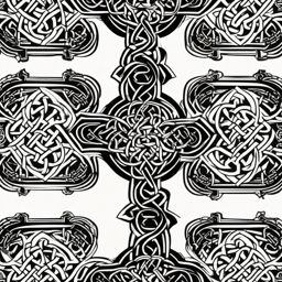Celtic Cross Tattoo-traditional and ornate Celtic cross design with intricate knotwork patterns. Colored tattoo designs, minimalist, white background.  color tatto style, minimalist design, white background