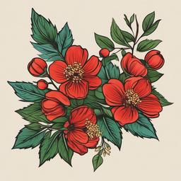 hawthorn flowers tattoo  simple vector color tattoo