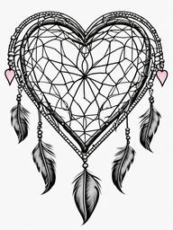 Heart Dreamcatcher Coloring Pages - Dreamcatchers with Heart-Shaped Webs  minimal black outline printable sheet, coloring page