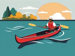 Canoe Paddling Downstream Clipart - A canoe paddling downstream in a river.  color vector clipart, minimal style