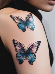 Crystal Tattoo-Crystalized butterfly tattoo, blending nature with the enchanting world of crystals. Colored tattoo designs, minimalist, white background.  color tattoo style, minimalist, white background