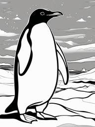 Penguin Coloring Pages - Penguin with a playful expression on an ice floe  simple coloring pages