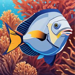 Triggerfish Clipart - Triggerfish defending its territory in a reef , minimal, 2d