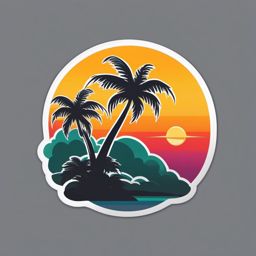 Palm Tree Sticker - Palm tree for a tropical feel, ,vector color sticker art,minimal