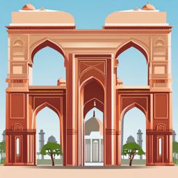 New Delhi clipart - India Gate and Jama Masjid in India, ,color clipart vector style