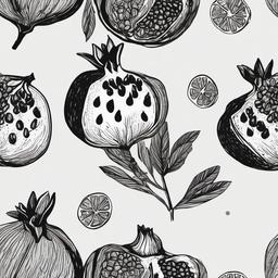 drawing of a pomegranate  minimal rough scribbles,doodles,black and white