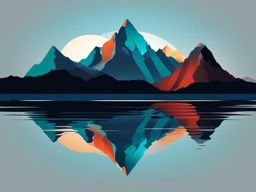 Mountain Reflection clipart - Mountain peaks reflecting in the lake., ,vector color clipart,minimal