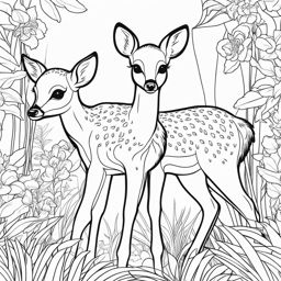 pudu deer fawns cute animals coloring page 