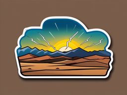 Lightning over desert sticker- Electrifying and vast, , sticker vector art, minimalist design