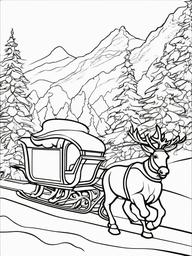 Santa And Sleigh Colouring Pages  outling,coloring pages,black and whit