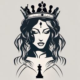Chess Piece Queen Tattoo - Embrace the grace and strength of the chess queen in ink.  minimalist color tattoo, vector