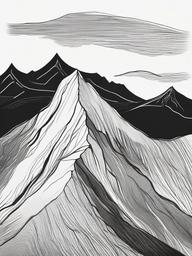 drawing of a mountain in autumn  minimal rough sketch scribbles,doodles,black and white