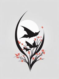 Blossom Bats  minimalist design, white background, professional color logo vector art