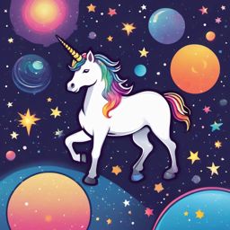 Space Unicorn sticker- Galactic Sparkles and Giggles, , sticker vector art, minimalist design