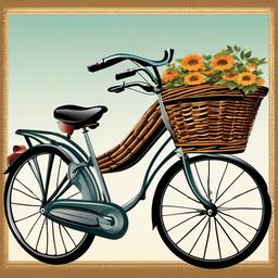 Bicycle clipart - classic bicycle with a basket in front  