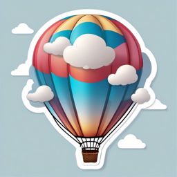 Hot Air Balloon and Cloud Emoji Sticker - Floating among fluffy clouds, , sticker vector art, minimalist design