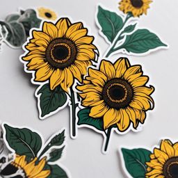 Sunflower Sticker - Vibrant sunflower illustration, ,vector color sticker art,minimal