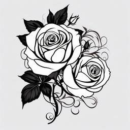 black and white rose vine tattoo  simple vector color tattoo