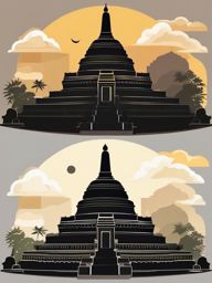 Borobudur Temple sticker- Ancient Buddhist temple in Central Java, Indonesia, , sticker vector art, minimalist design