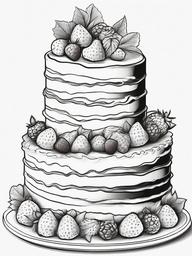 Cake Coloring Pages - Layered crêpe cake with light cream filling  simple coloring pages