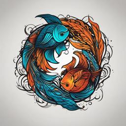 pisces tattoo art  simple vector color tattoo