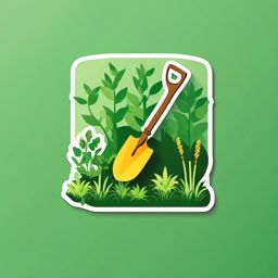 Gardening Shovel Sticker - Cultivating green spaces, ,vector color sticker art,minimal