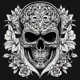 skull with mask tattoo  simple vector color tattoo