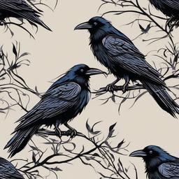 gothic raven tattoo  simple vector color tattoo