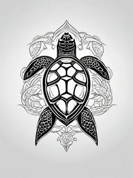 Honu Tattoo - Symbolize longevity, peace, and protection with a tattoo featuring the revered Hawaiian sea turtle.  simple vector color tattoo,minmal,white background