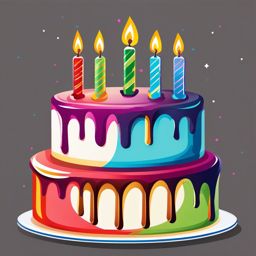 Birthday Cake clipart - Colorful birthday cake with candles, ,vector color clipart,minimal