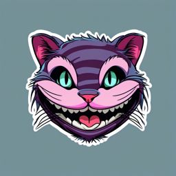 Cheshire cat sticker, Grinning , sticker vector art, minimalist design