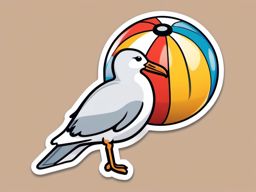 Beach Ball and Seagull Emoji Sticker - Beachside playful moments, , sticker vector art, minimalist design