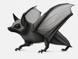 drawing of a Peruvian bat  minimal rough sketch scribbles,doodles,black and white