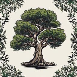 juniper tree tattoo  simple vector color tattoo