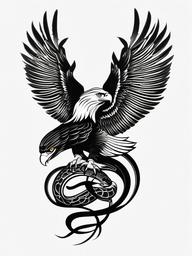 Tattoo Eagle and Snake - Combination of an eagle and snake in a tattoo.  simple vector tattoo,minimalist,white background
