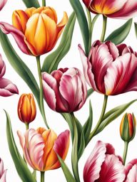 Tulip tattoo, Elegant tattoos showcasing the vibrant tulip flower. colors, tattoo patterns, clean white background