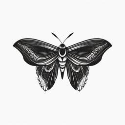 Black and White Moth Tattoo - Minimalistic moth tattoo in black and white.  simple vector tattoo,minimalist,white background