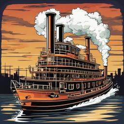 industrial steamboat  , vector illustration, clipart