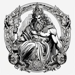 Hades Greek God Tattoo - Explore the underworld with a Hades tattoo, capturing the essence of the mysterious Greek god of the dead.  simple color tattoo, white background