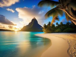 Beach Wallpaper - Pristine Beaches of Bora Bora  wallpaper style, intricate details, patterns, splash art, light colors